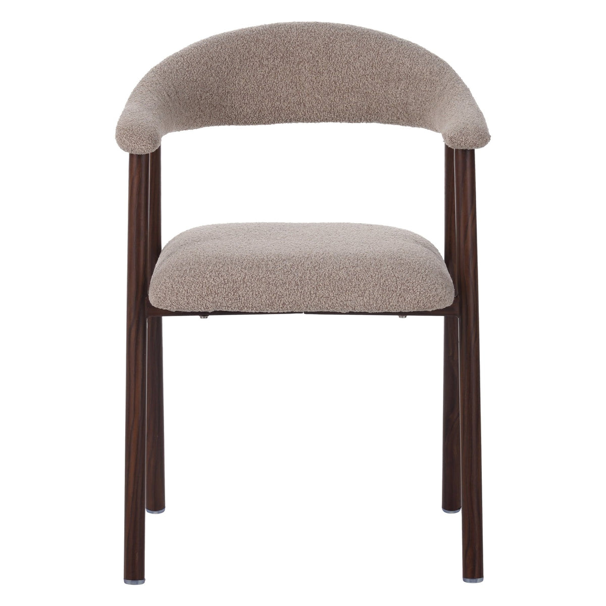 Dining room chairs - Japandi Dining room chair Sand color Bouclé Suki - Walnut Frame - With Armrest - Dimehouse