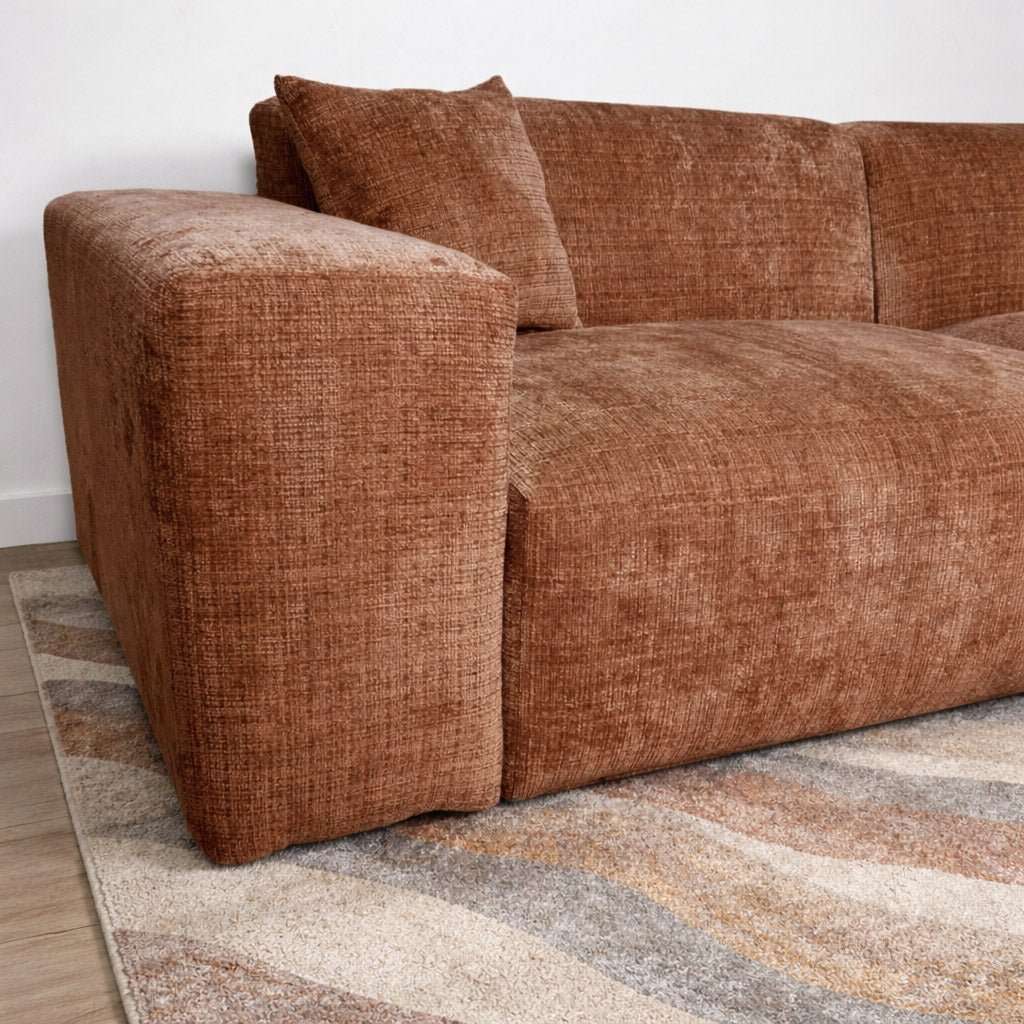 Sofas - Corner sofa copper chenille Wayne 264 cm - corner can be mounted left and right - Dimehouse