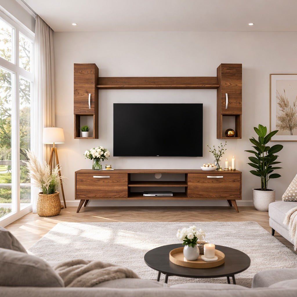 TV Furniture - TV Furniture Set Alta Walnut Melamine 180x48.6x35 cm - Dimehouse