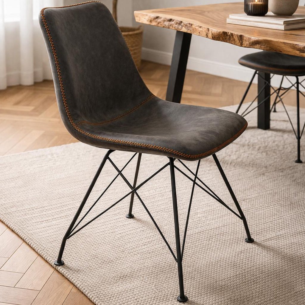 Dining room chairs - Industrial Dining room chair Viano Anthracite - Without Armrests - Dimehouse