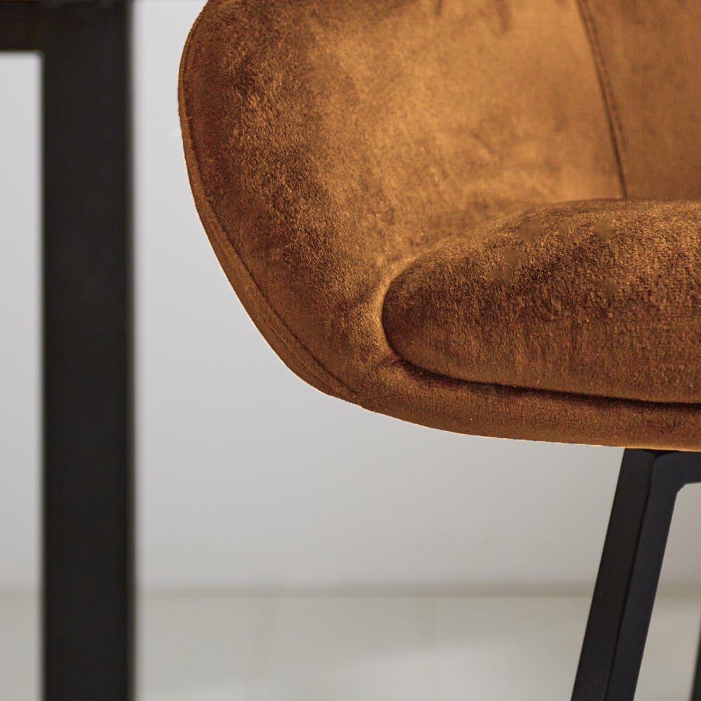 Bar stool Elise Velvet Dimehouse Cognac LxWxH 95x59x57 Velvet Atmospheric photo detail
