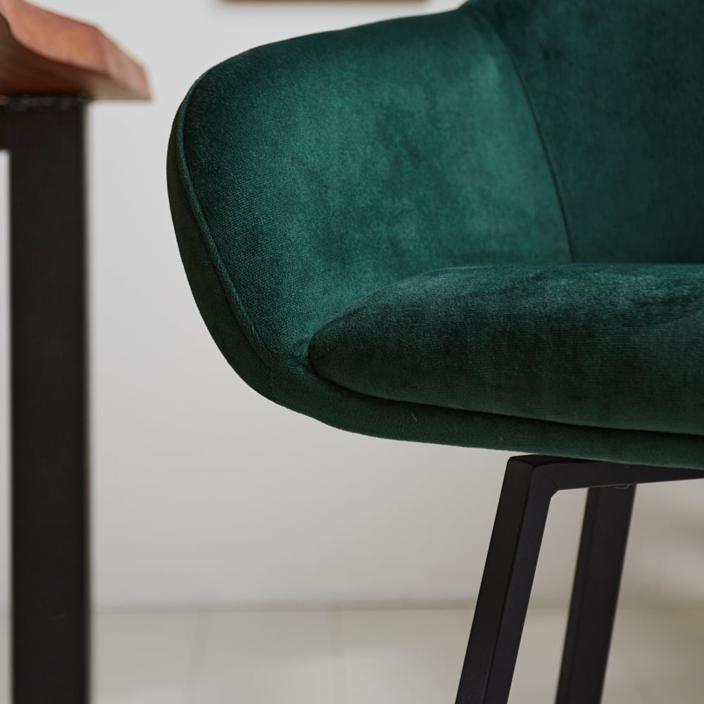 Bar stool Elise Velvet Dimehouse Green LxWxH 95x59x57 Velvet Atmospheric photo detail