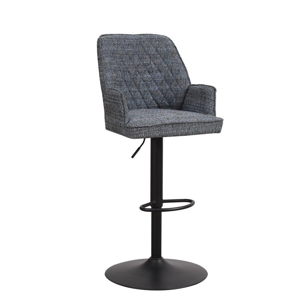 Bar stool Novan chenille Dimehouse Blue LxWxH 75x58x54 Fabric White photo diagonal front view