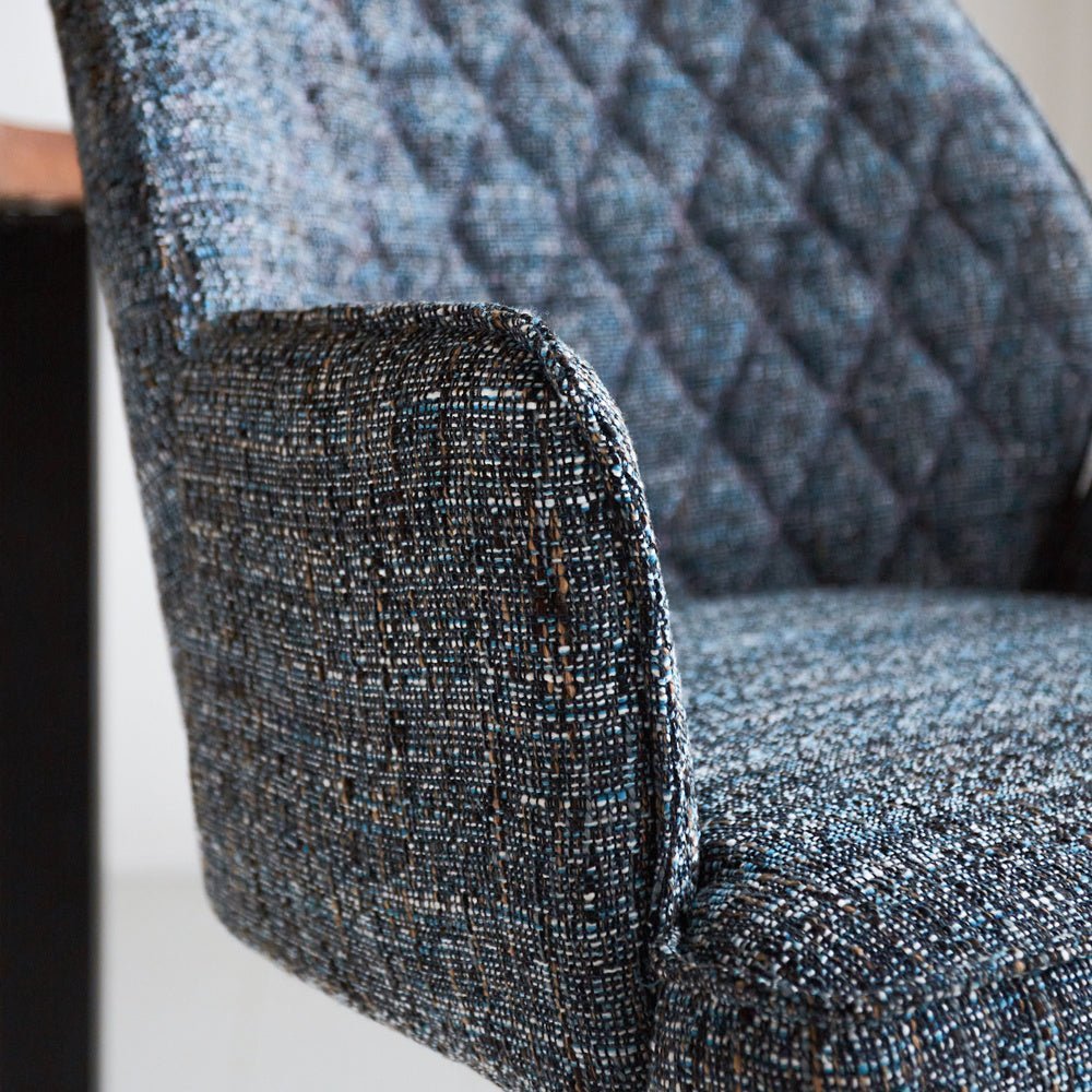 Bar stool Novan chenille Dimehouse Blue LxWxH 75x58x54 Fabric Atmospheric photo detail