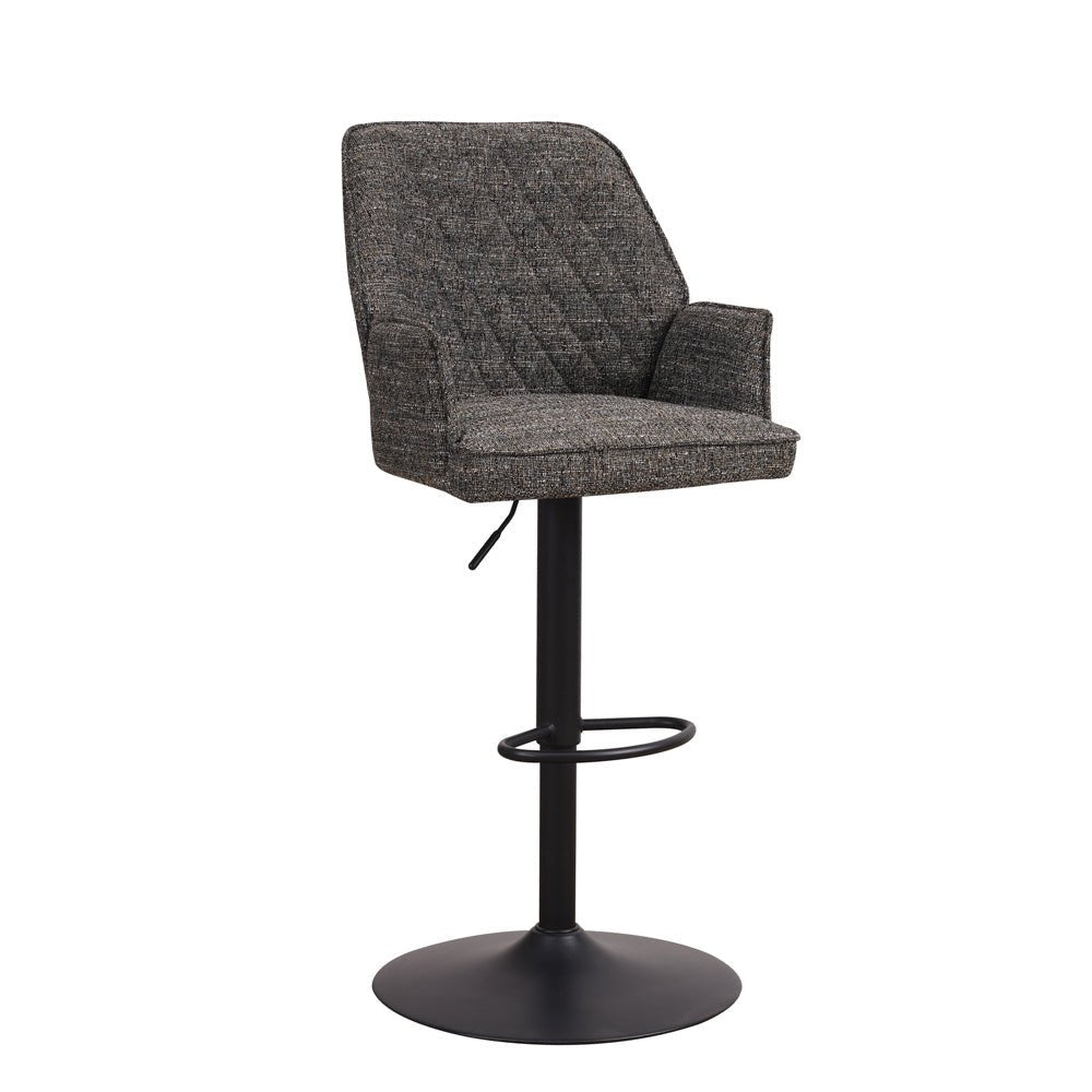 Bar stool Novan chenille Dimehouse Dark gray LxWxH 75x58x54 Fabric White photo diagonal front view