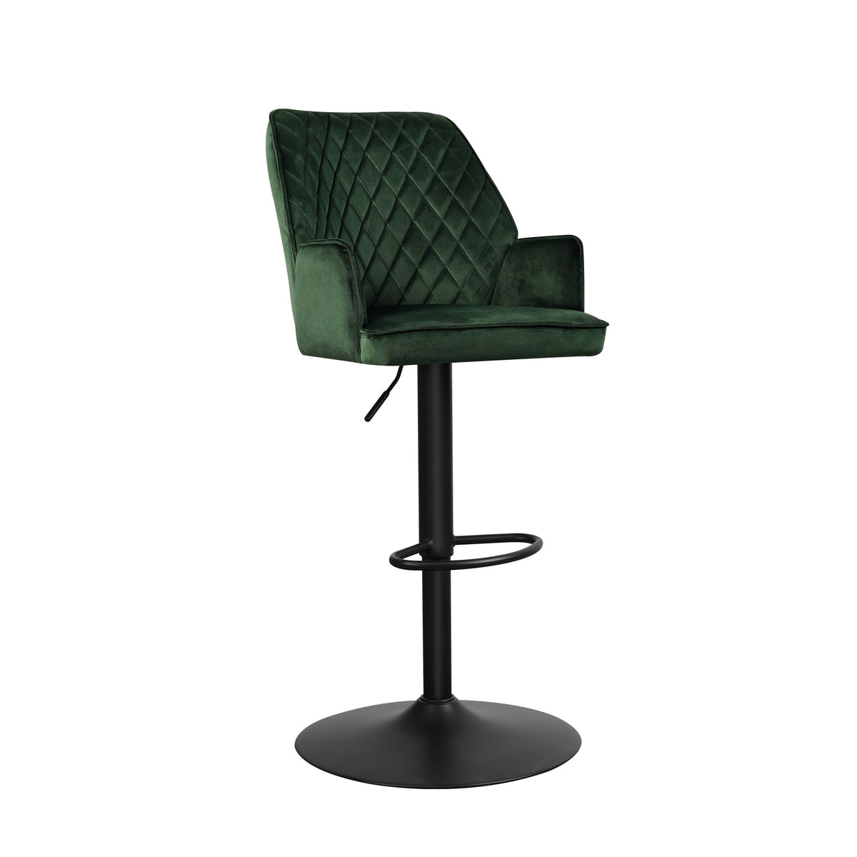 Barstool Novan velvet Dimehouse Green LxWxH 75x58x54 Fabric White photo diagonal front view