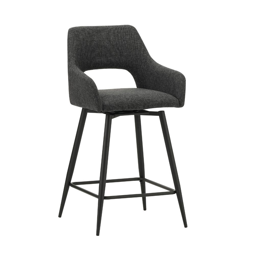 Barstool Skye Dimehouse Black LxWxH 81x63x54 Fabric White photo diagonal front view