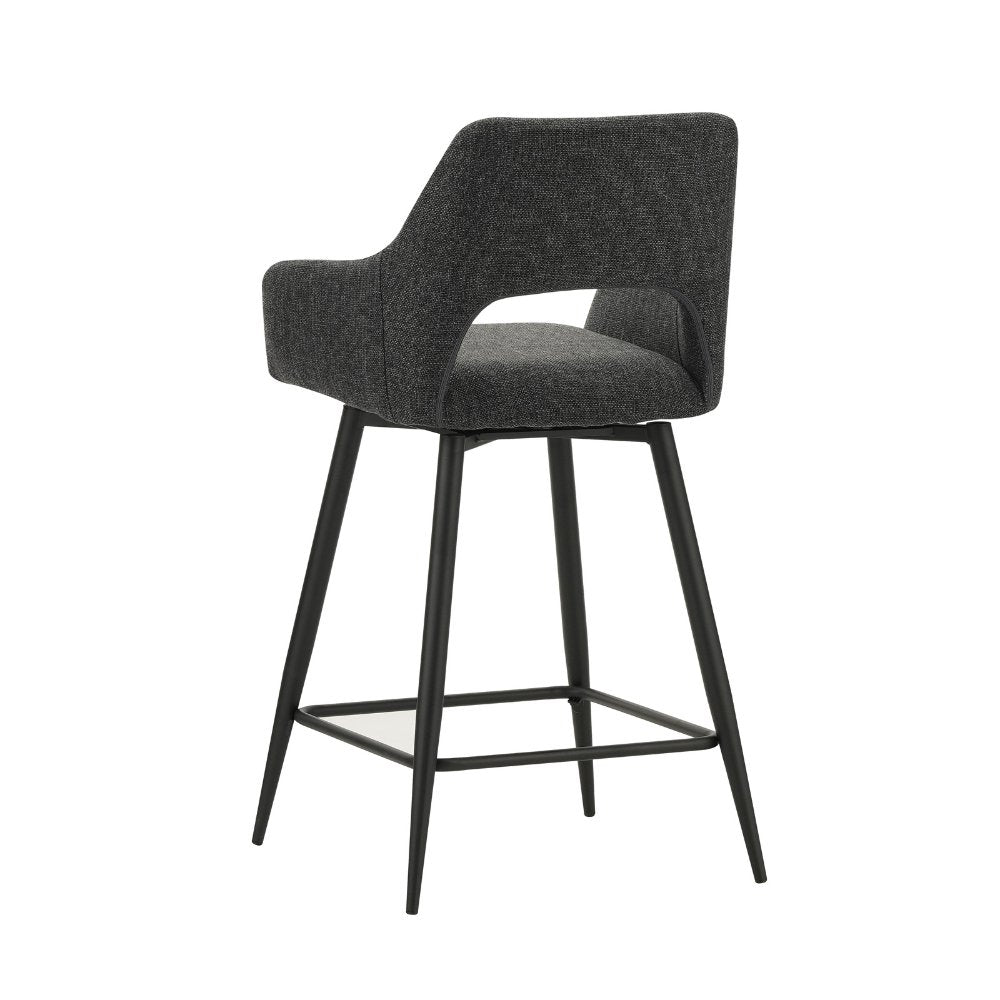 Barstool Skye Dimehouse Black LxWxH 81x63x54 Fabric White photo diagonal rear view
