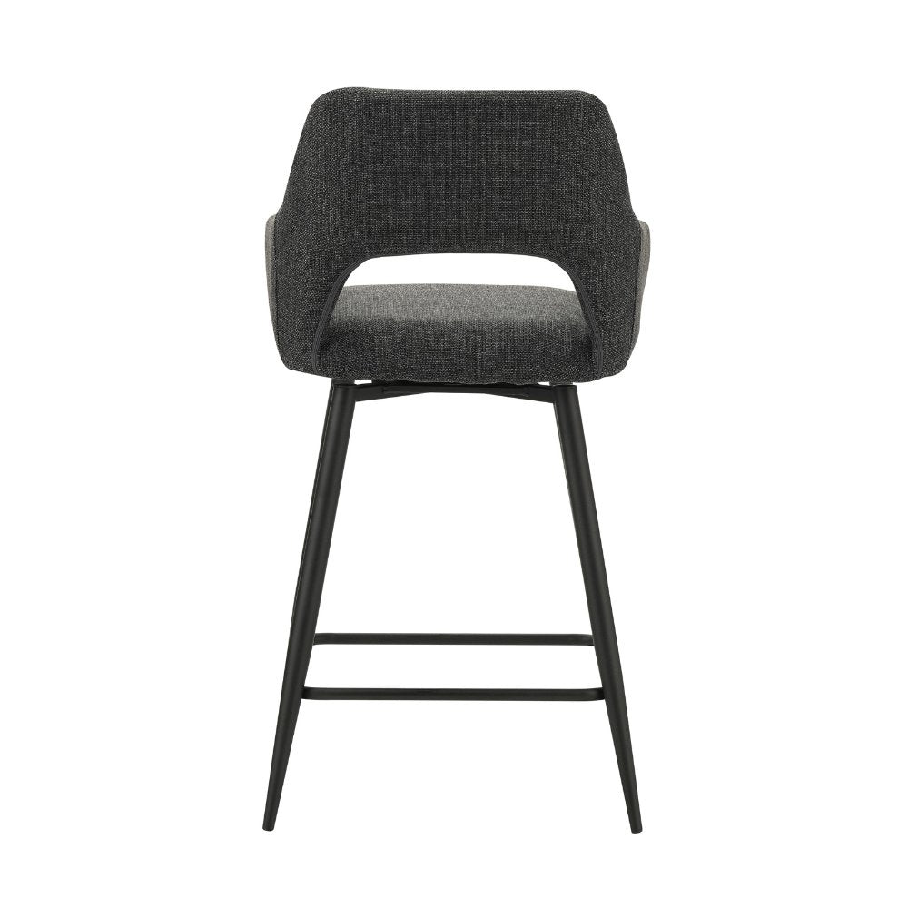 Barstool Skye Dimehouse Black LxWxH 81x63x54 Fabric White photo diagonal rear view