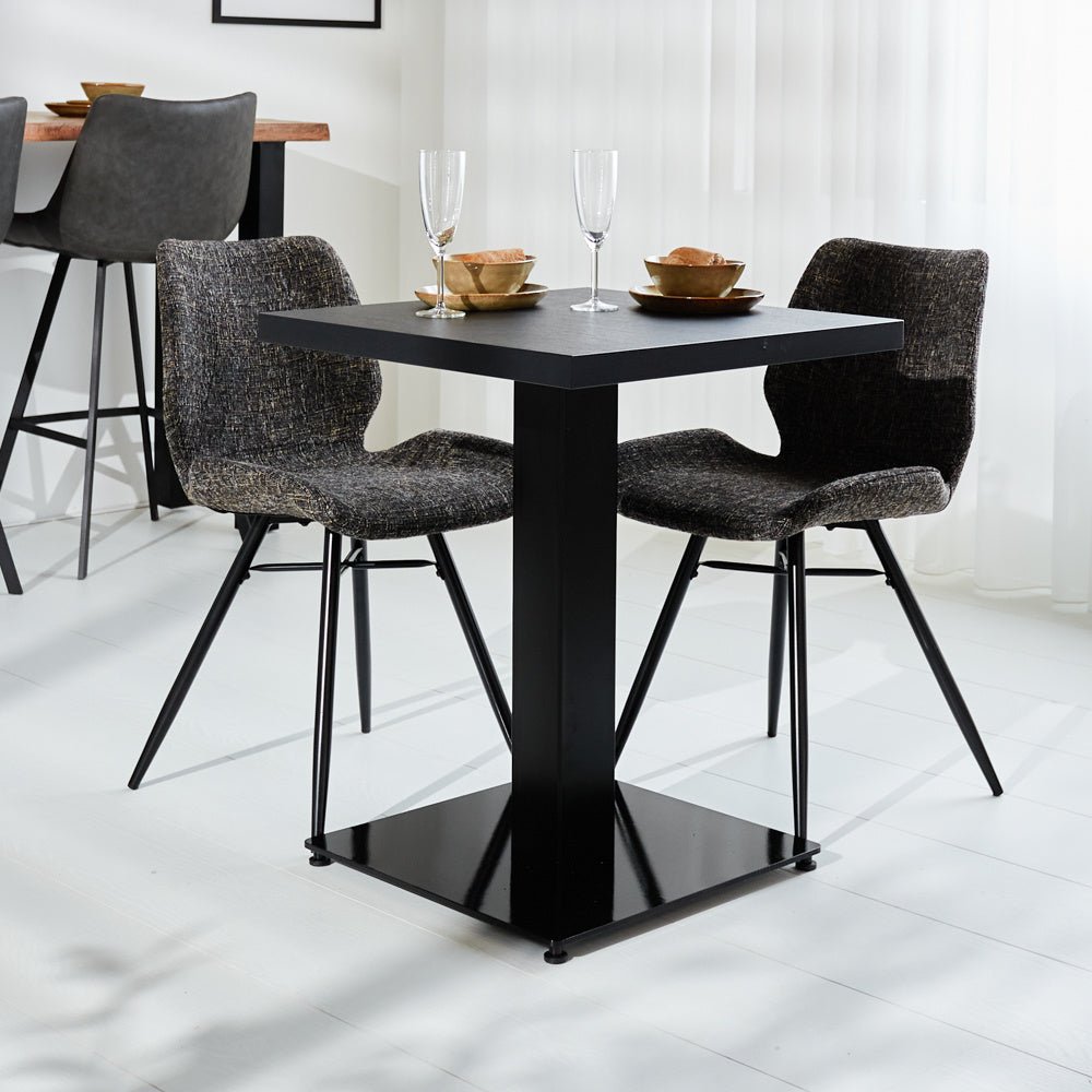 Tafelblad Robin Black Dimehouse Black LxWxH 73x73x7 Melamine Atmospheric photo diagonal front view