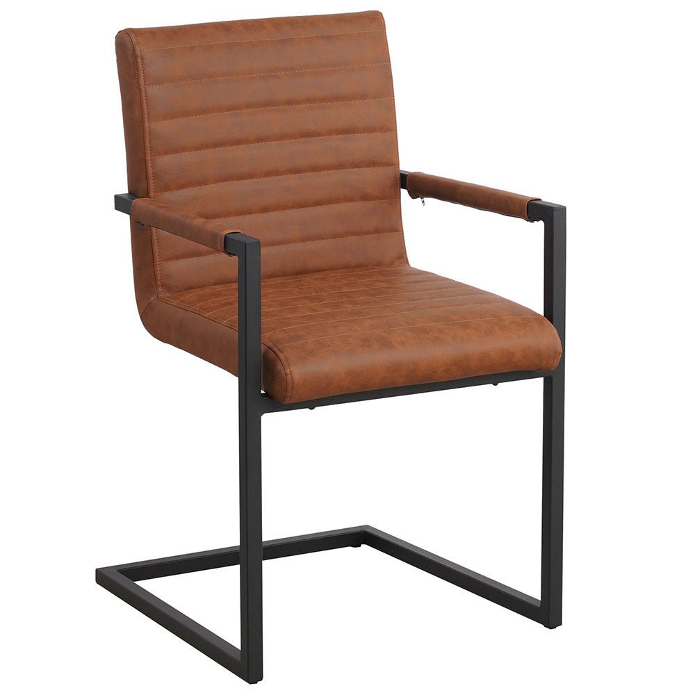 Dining room chair Kuba Dimehouse Cognac LxWxH 71x59x58 Faux leather White photo diagonal front view