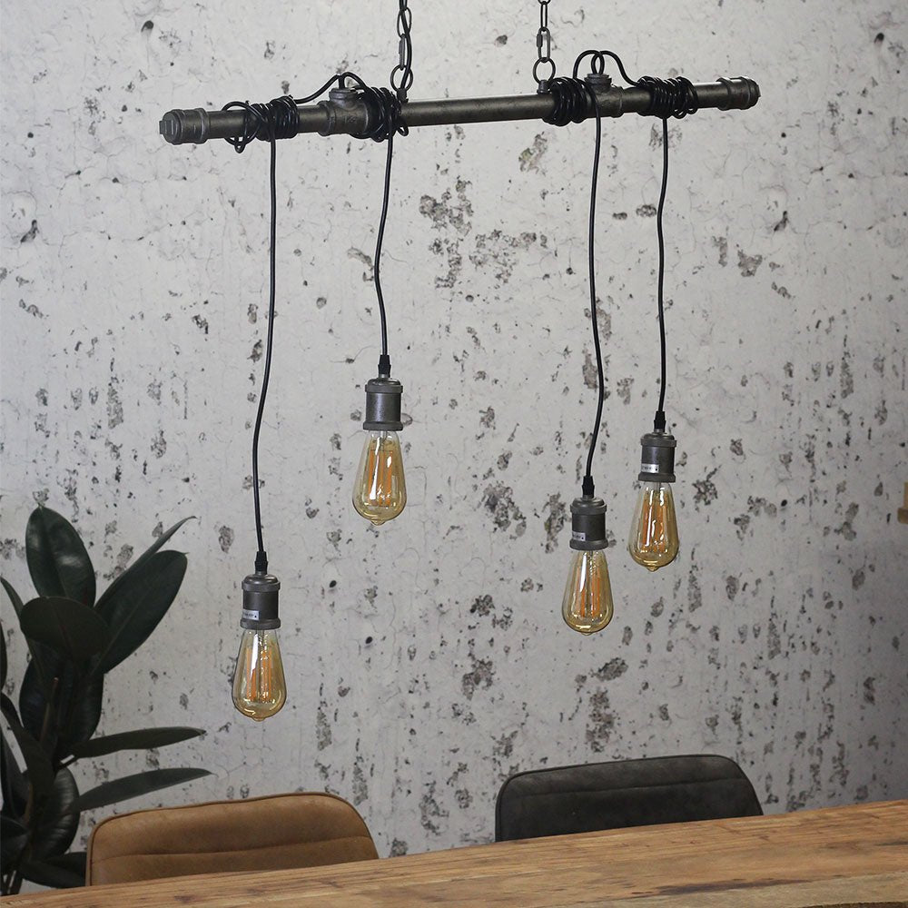 Hanging lamp Bray Dimehouse Gray LxWxH 89x15x8 Metal Atmospheric photo diagonal front view