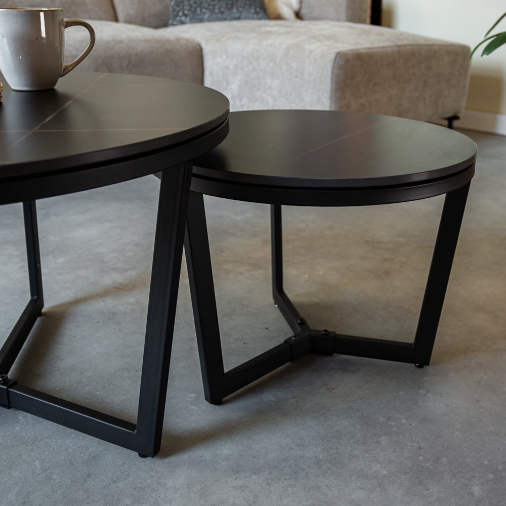 Coffee table Brady Black Dimehouse Black LxWxH 80x80x11 Sintered stone Atmosphere photo different