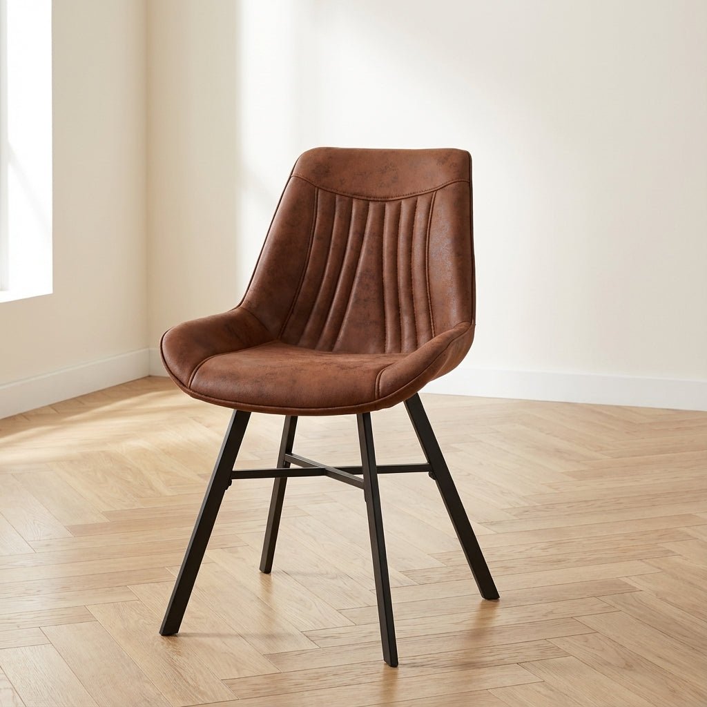 Dining room chair Cognac Eco-leather Jada - Without Armrests atmospheric photo in a modern interior
