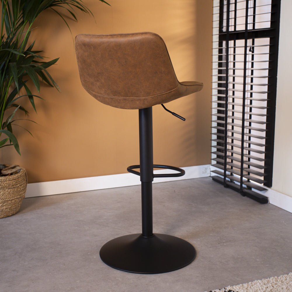 Barstool Keston Dimehouse Cognac LxWxH 82x52x39 Microfiber Atmospheric photo diagonal rear view
