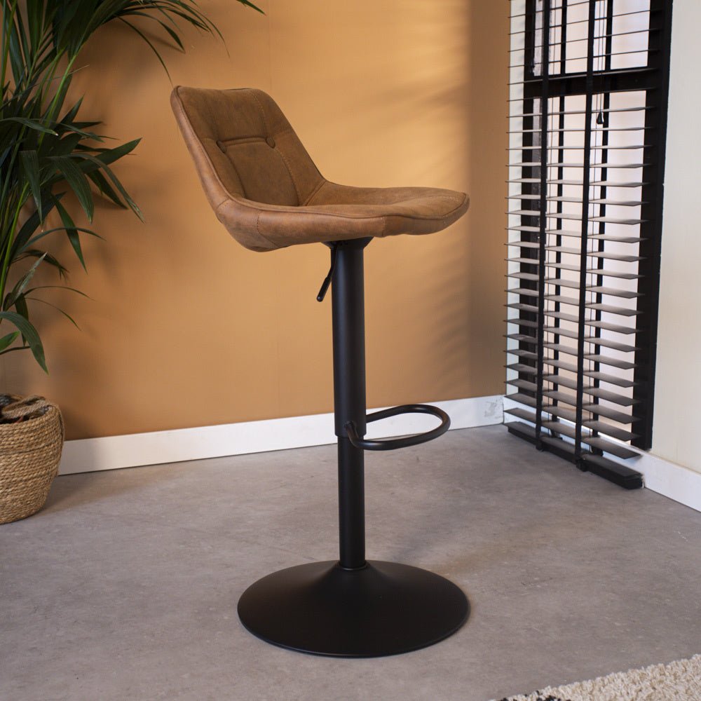 Barstool Keston Dimehouse Cognac LxWxH 82x52x39 Microfiber Atmospheric photo side view