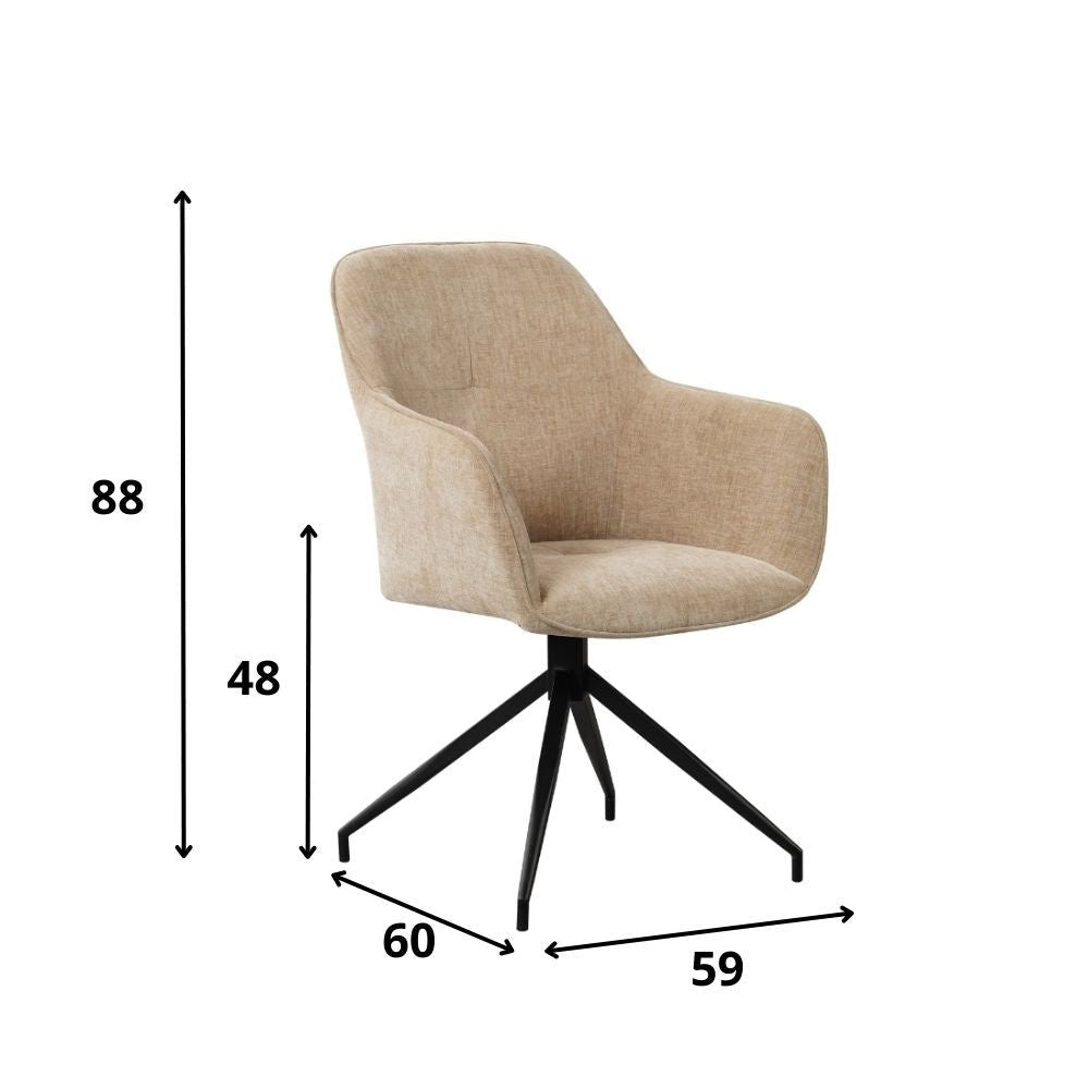 Dining room chair Camiel Dimehouse Beige LxWxH 62x61x54 Fabric White photo size indication