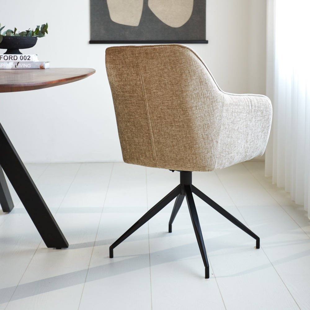 Dining room chair Camiel Dimehouse Beige LxWxH 62x61x54 Fabric Atmospheric photo diagonal rear view