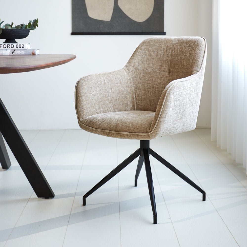 Dining room chair Camiel Dimehouse Beige LxWxH 62x61x54 Fabric Atmospheric photo diagonal front view