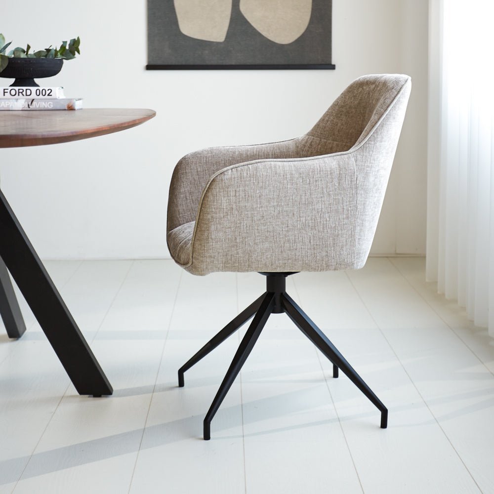 Dining room chair Camiel Dimehouse Gray LxWxH 62x61x54 Fabric Atmospheric photo side view