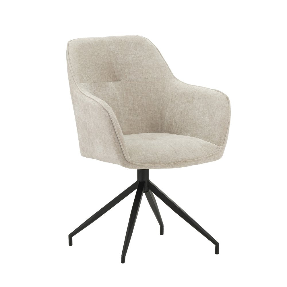 Dining room chair Camiel Dimehouse Gray LxWxH 62x61x54 Fabric White photo diagonal front view