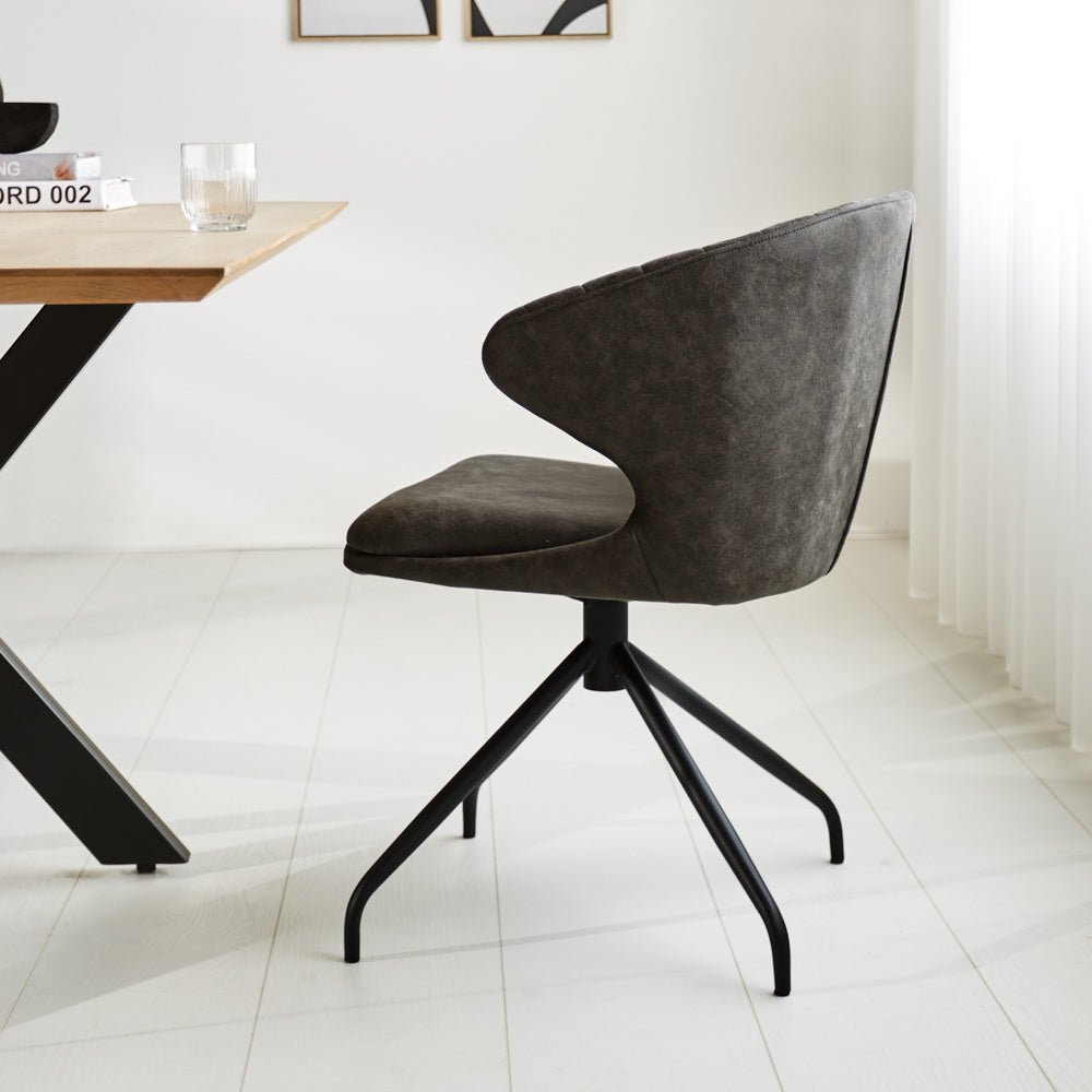 Dining room chair Eloi Dimehouse Anthracite LxWxH 58x58x54 Fabric Atmospheric photo side view