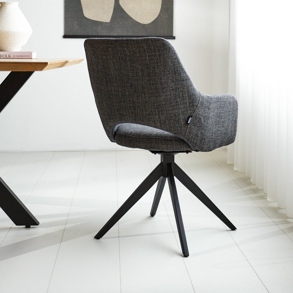 Dining room chair Sid Dimehouse Anthracite LxWxH 59x56x53 Fabric Atmospheric photo diagonal rear view