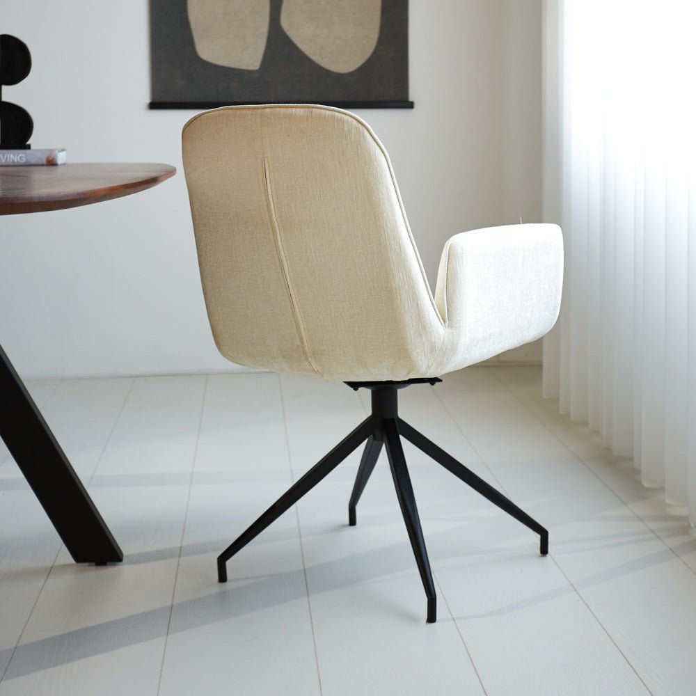 Nela dining room chair Dimehouse White LxWxH 64x64x52 Fabric Atmospheric photo diagonal rear view