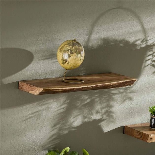 Wall shelf Durris DH Interior Acacia LxWxH 63x22x7 Acacia wood Atmospheric photo diagonal front view