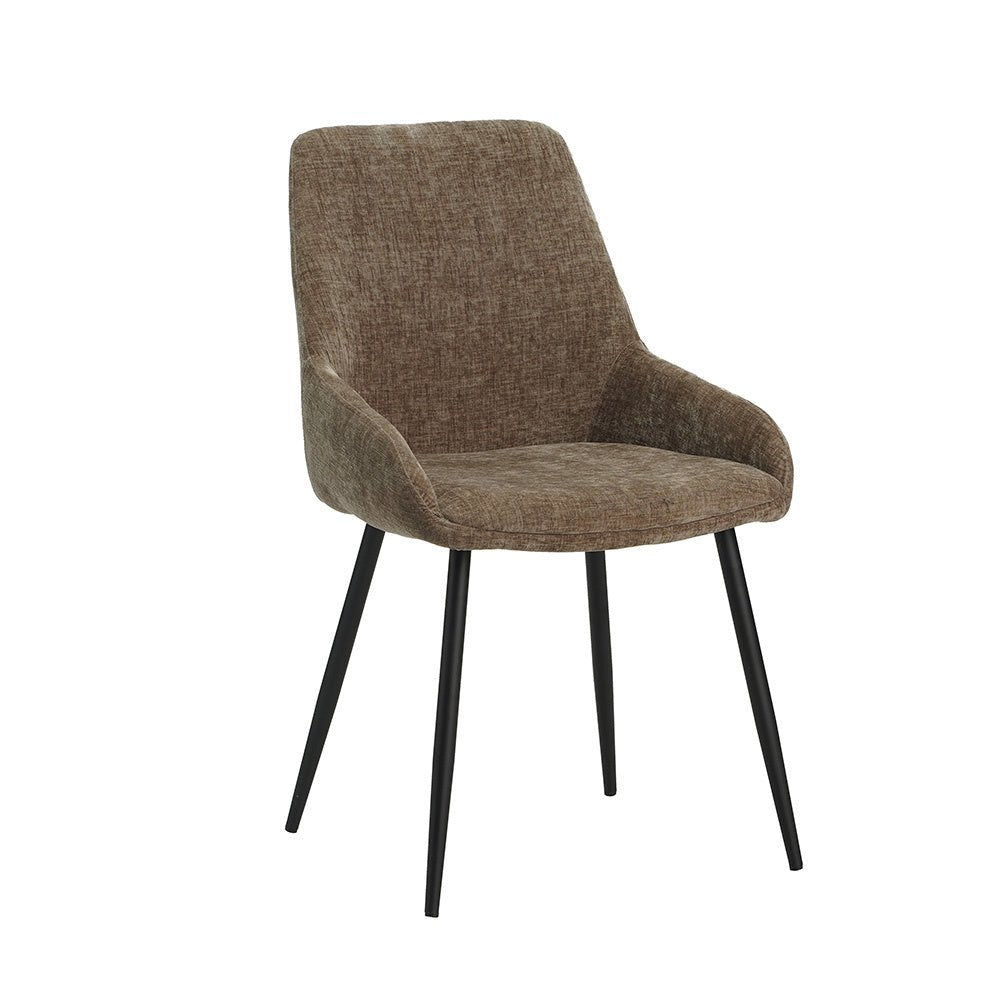 Dining room chair Elle Dimehouse Taupe LxWxH 64x61x56 Fabric White photo diagonal front view