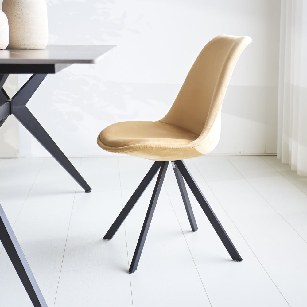 Dining room chair Jace Dimehouse Beige LxWxH 70x58x53 Fabric Atmospheric photo side view