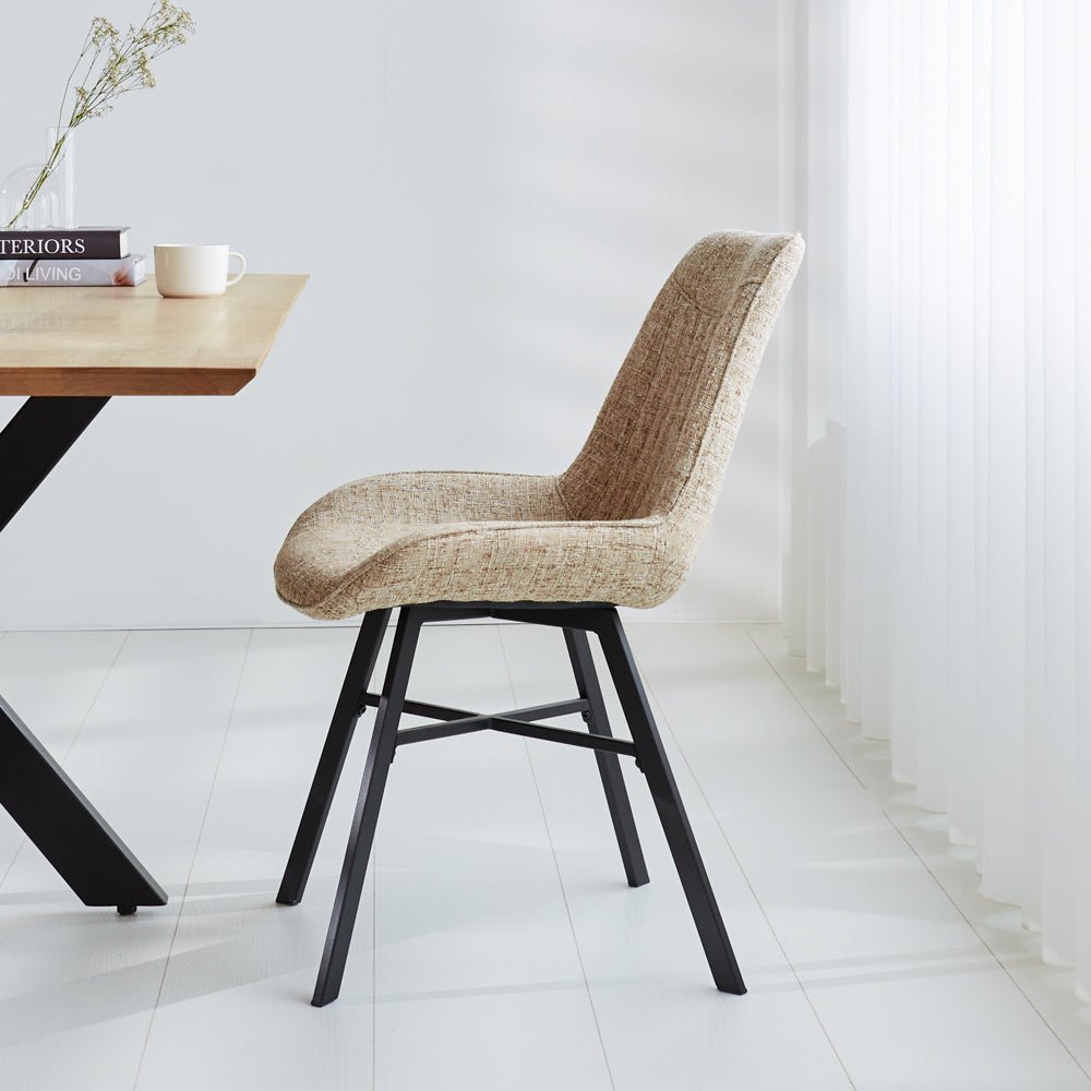Dining room chair Jada Chenille Dimehouse White LxWxH 79x57x53 Fabric Atmospheric photo side view