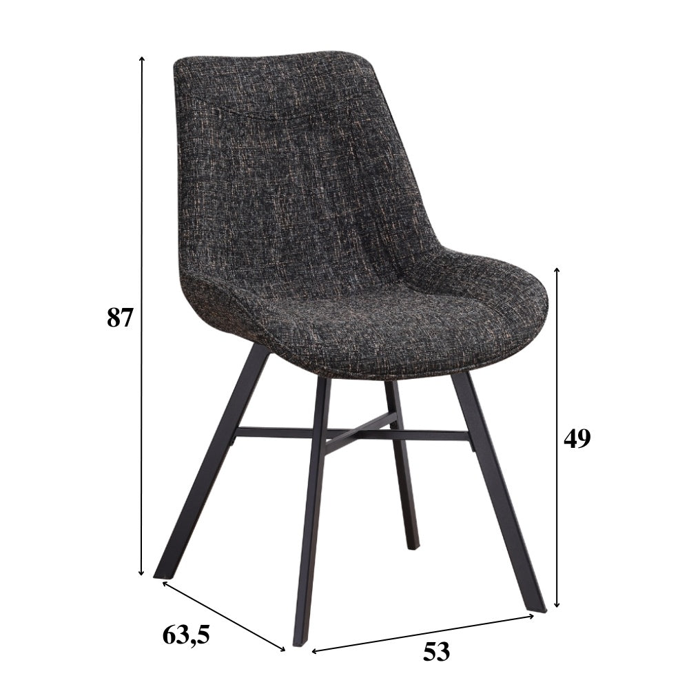 Dining room chair Jada Chenille Dimehouse Black LxWxH 79x57x53 Fabric White photo size indication