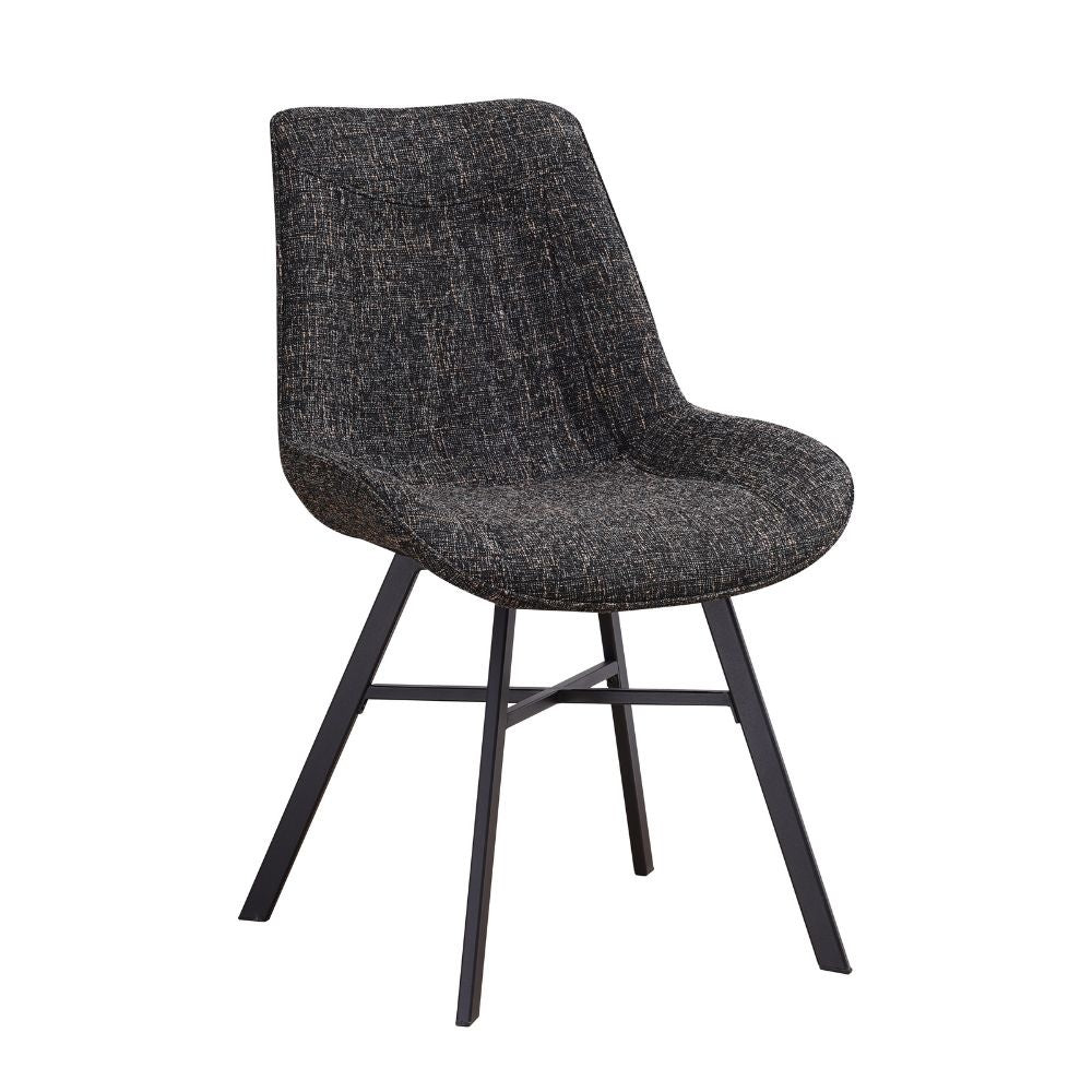Dining room chair Jada Chenille Dimehouse Black LxWxH 79x57x53 Fabric White photo diagonal front view