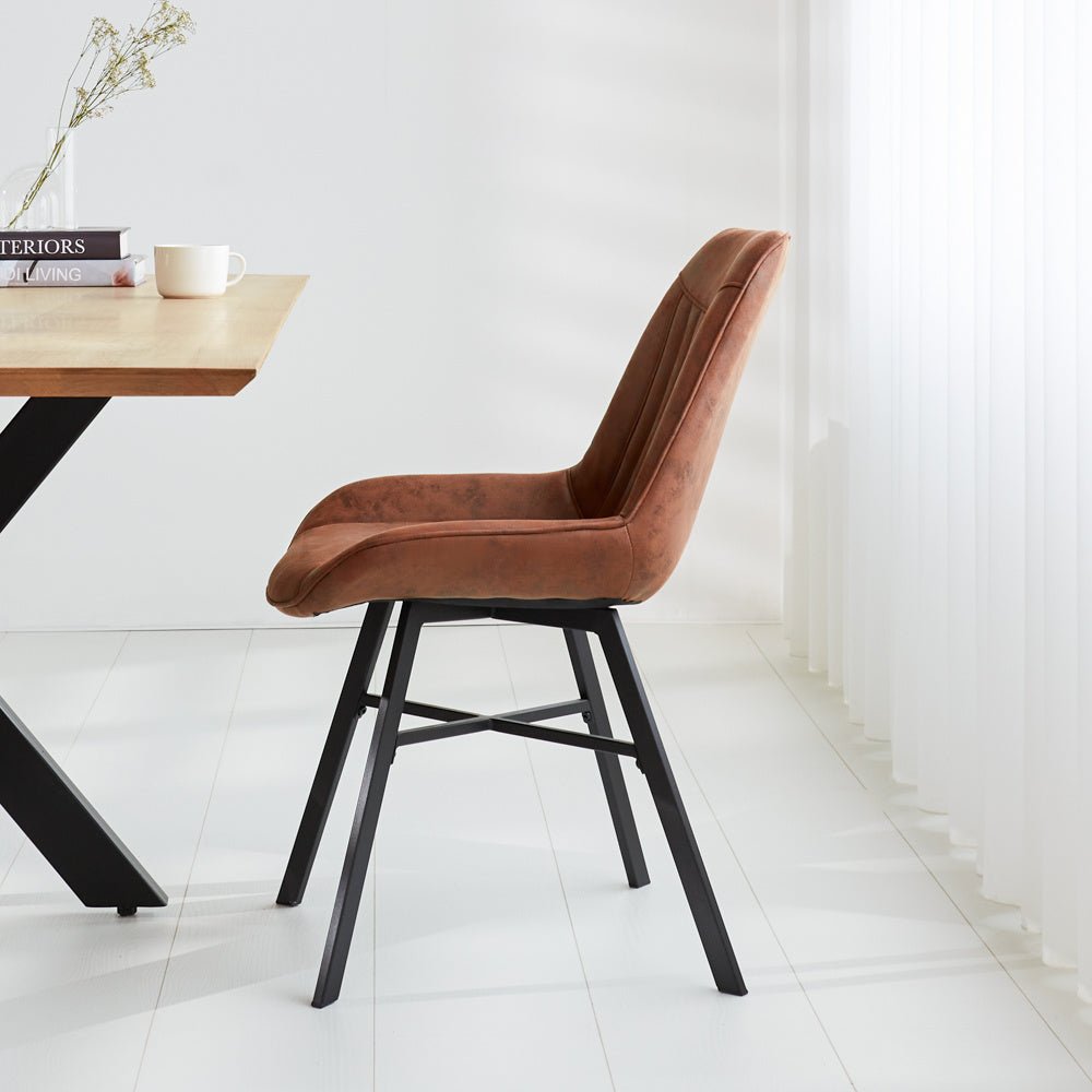 Dining room chair Jada Ecoleather Dimehouse Cognac LxWxH 79x57x53 Eco leather Atmospheric photo side view