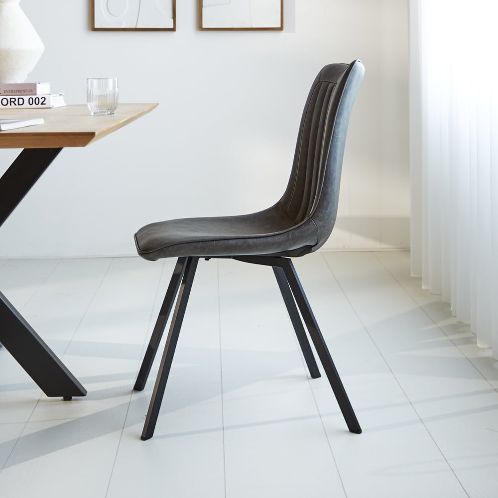 Dining room chair Jimmy Faux leather Dimehouse Anthracite LxWxH 75x57x51 Faux leather Atmospheric photo side view