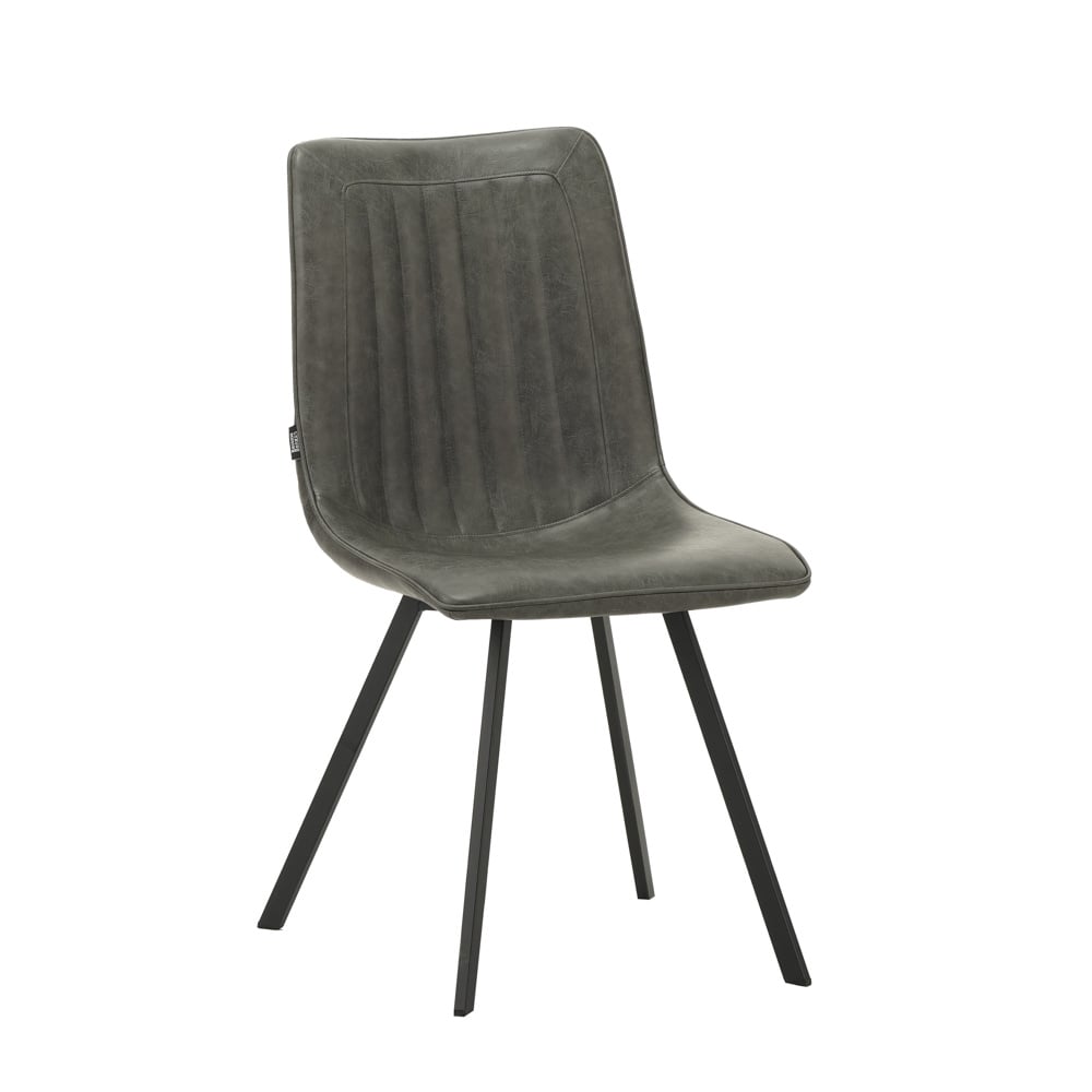 Dining room chair Jimmy Faux leather Dimehouse Anthracite LxWxH 75x57x51 Faux leather White photo diagonal front view