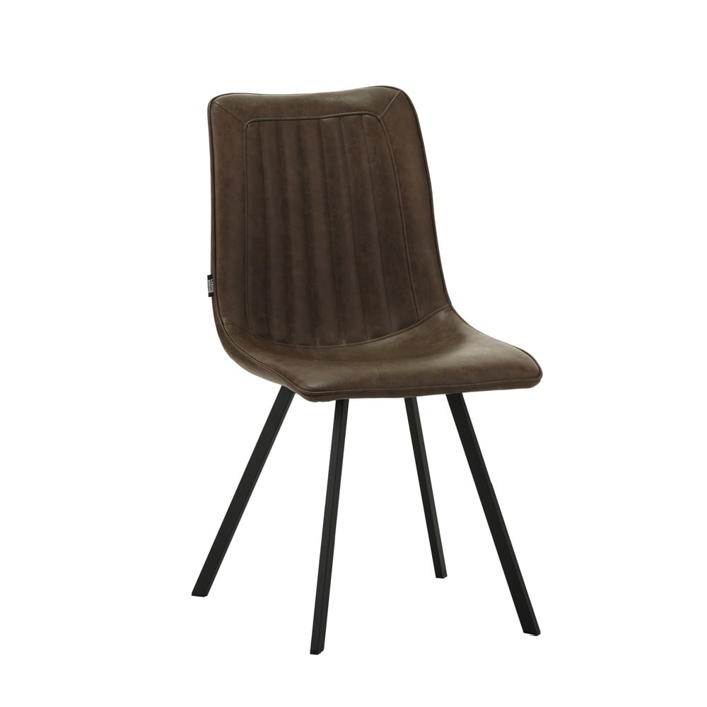 Dining room chair Jimmy Faux leather Dimehouse Taupe LxWxH 75x57x51 Faux leather White photo diagonal front view