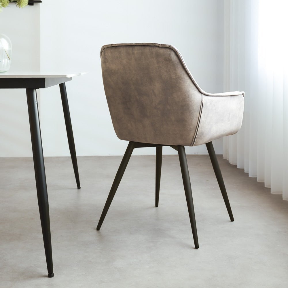 Dining room chair Audrey Dimehouse Gray LxWxH 71x68x49 Fabric Atmospheric photo diagonal rear view