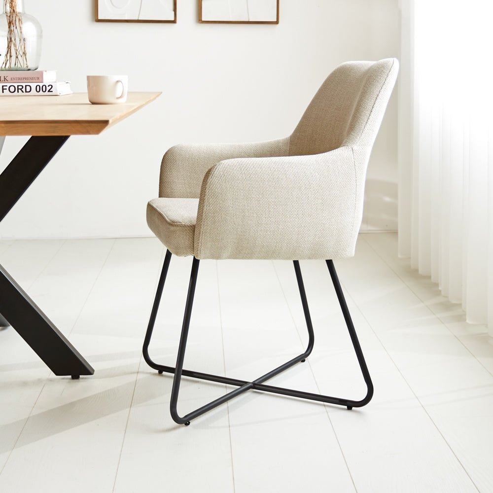 Dining room chair Suzy Dimehouse White LxWxH 64x61x53 Fabric Atmospheric photo side view