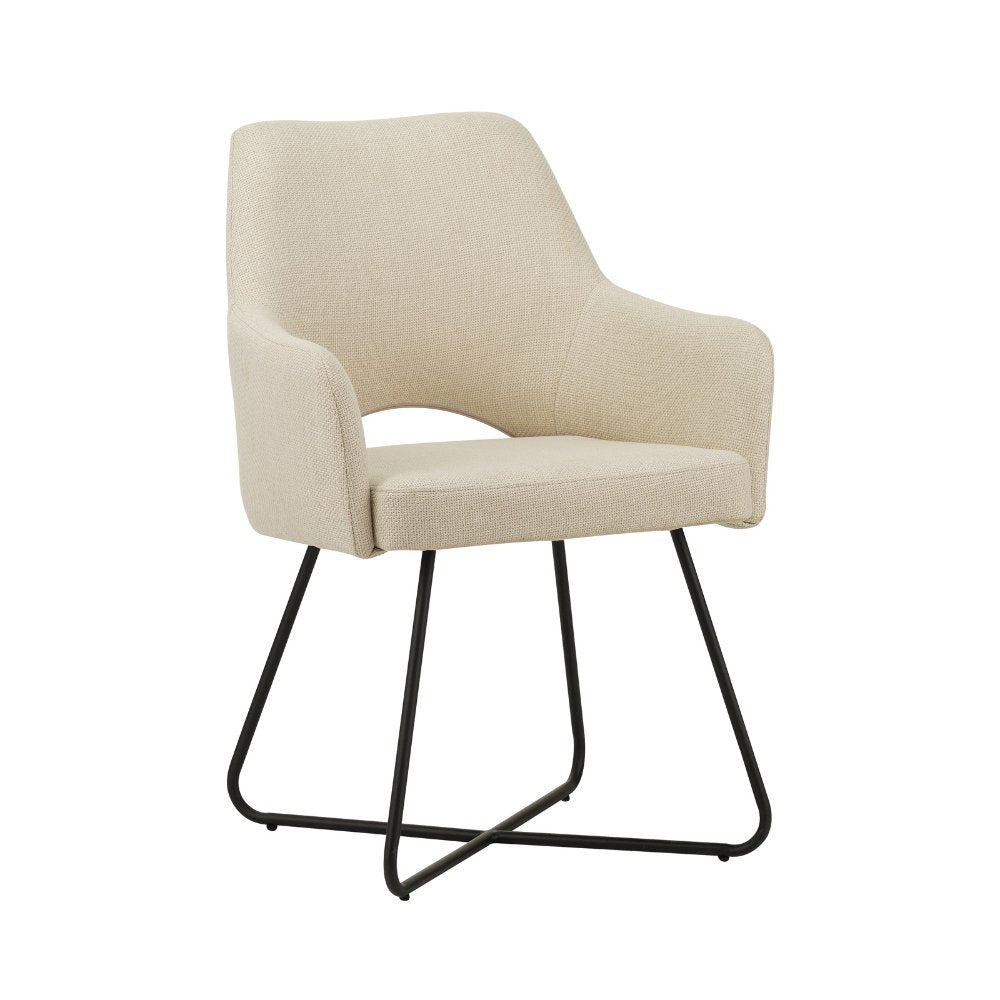Dining room chair Suzy Dimehouse White LxWxH 64x61x53 Fabric White photo diagonal front view