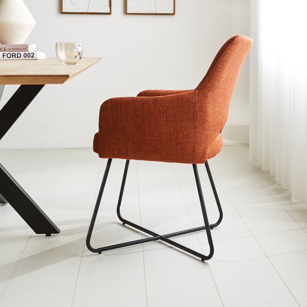 Dining room chair Suzy Dimehouse Orange LxWxH 64x61x53 Fabric Atmospheric photo side view