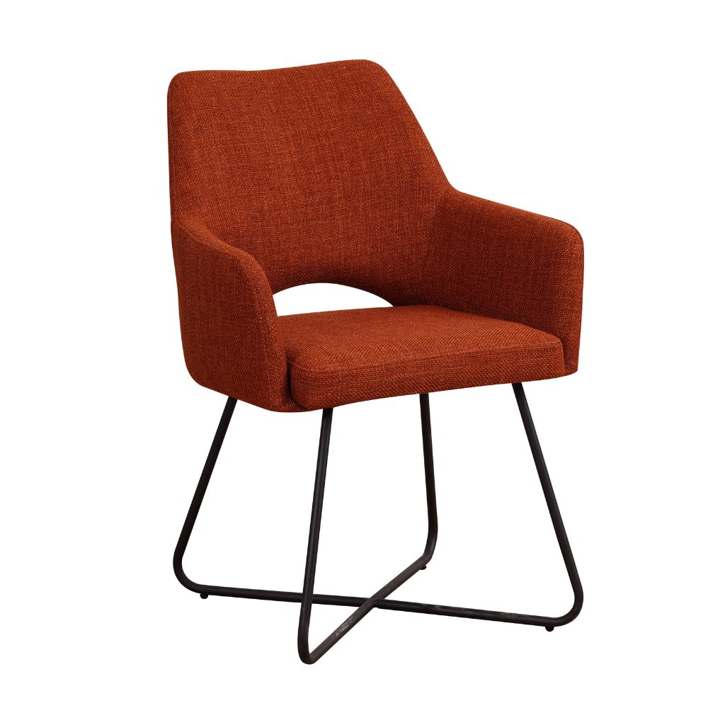 Dining room chair Suzy Dimehouse Orange LxWxH 64x61x53 Fabric White photo diagonal front view