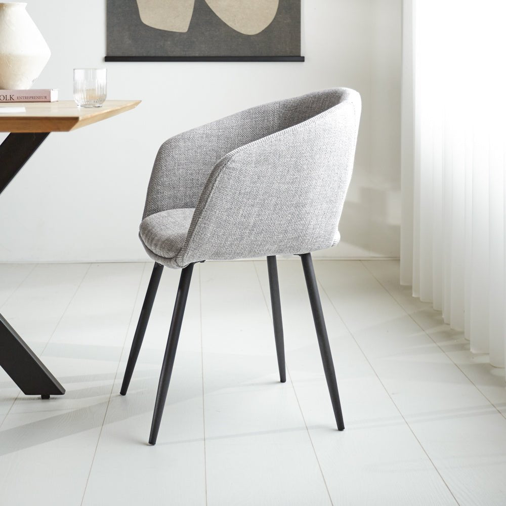 Dining room chair Don Dimehouse Light gray LxWxH 60x56x56 Fabric Atmospheric photo side view