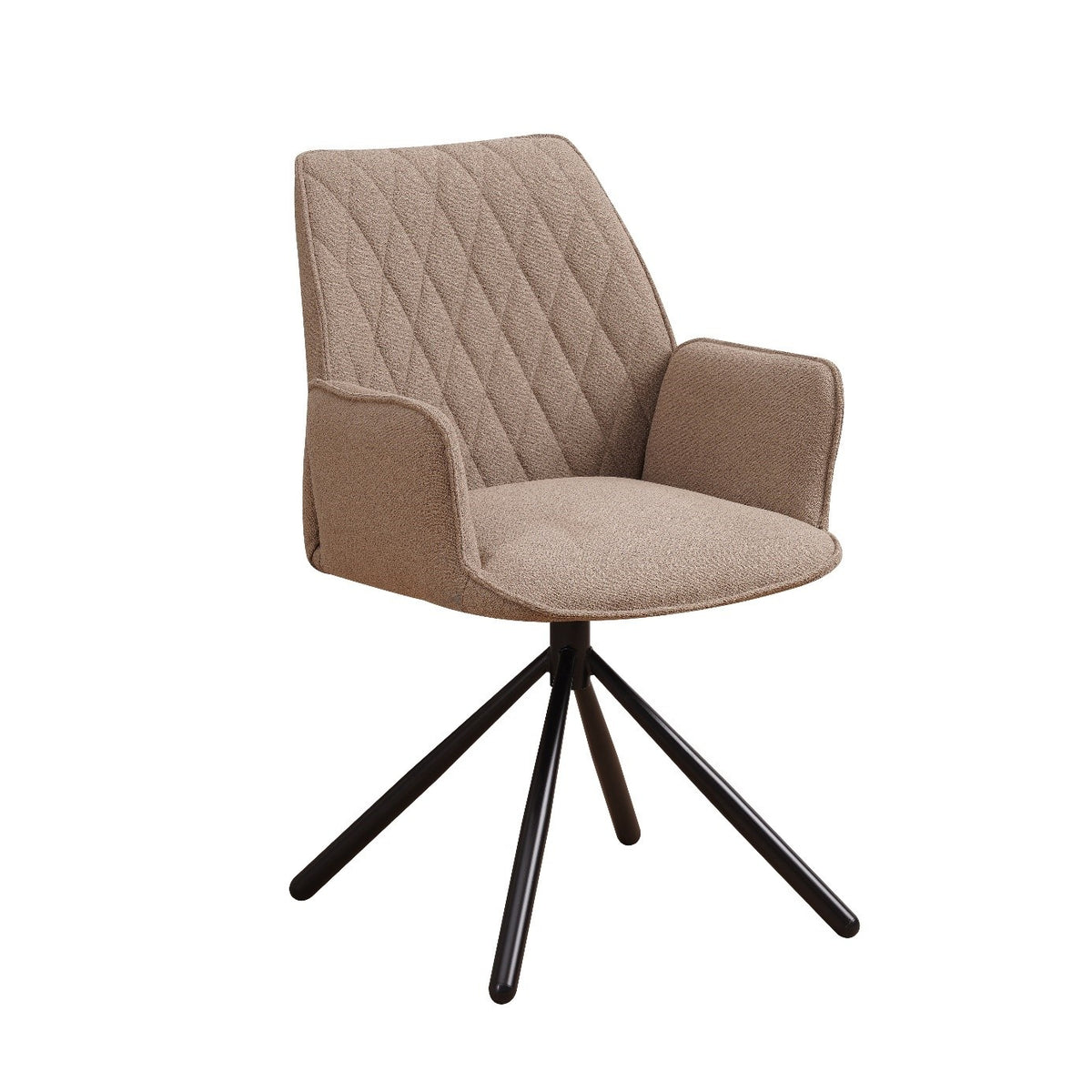 Dining room chair Novan bouclé Dimehouse Taupe LxWxH 67x59x57 Fabric White photo diagonal front view