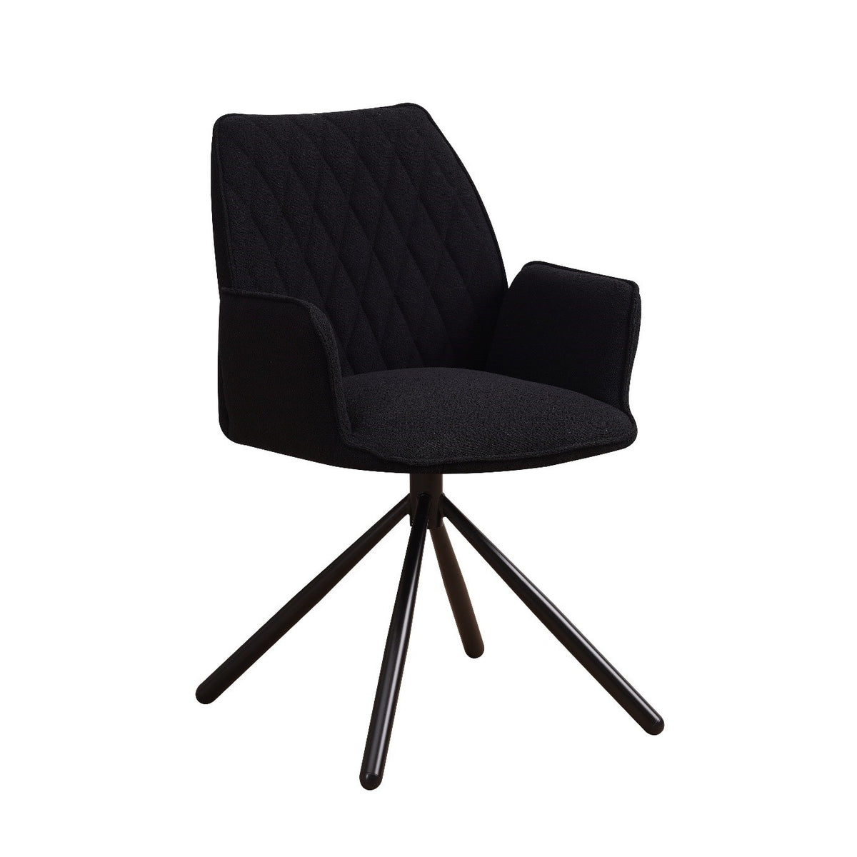 Dining room chair Novan bouclé Dimehouse Black LxWxH 67x59x57 Fabric White photo diagonal front view