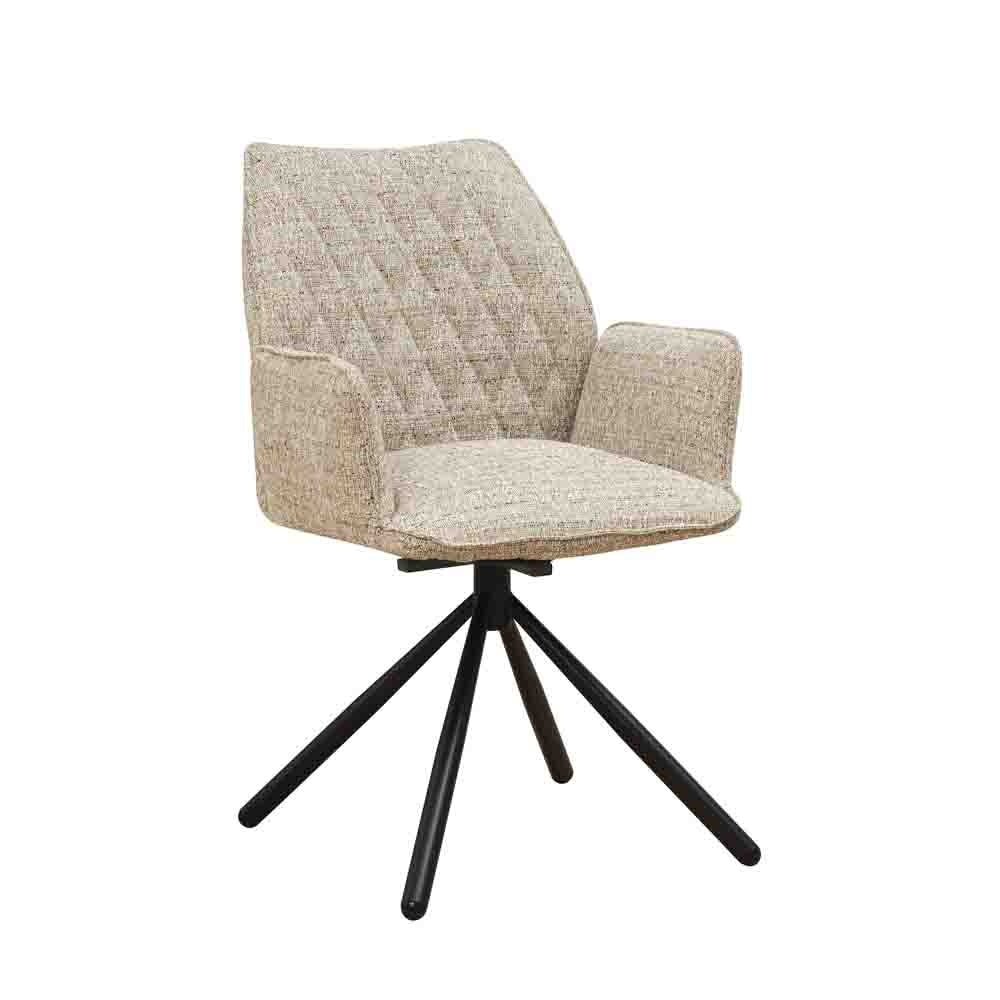 Dining room chair Novan chenille Dimehouse Beige LxWxH 71x64x56 Fabric White photo diagonal front view