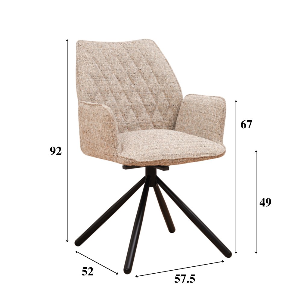 Dining room chair Novan chenille Dimehouse Beige LxWxH 71x64x56 Fabric White photo size indication