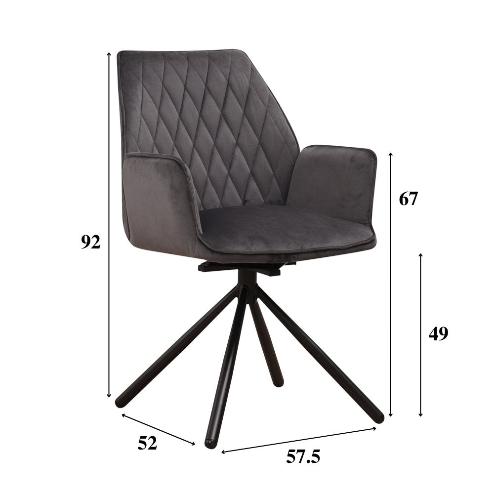 Dining room chair Novan velvet Dimehouse Anthracite LxWxH 71x64x56 Fabric White photo size indication