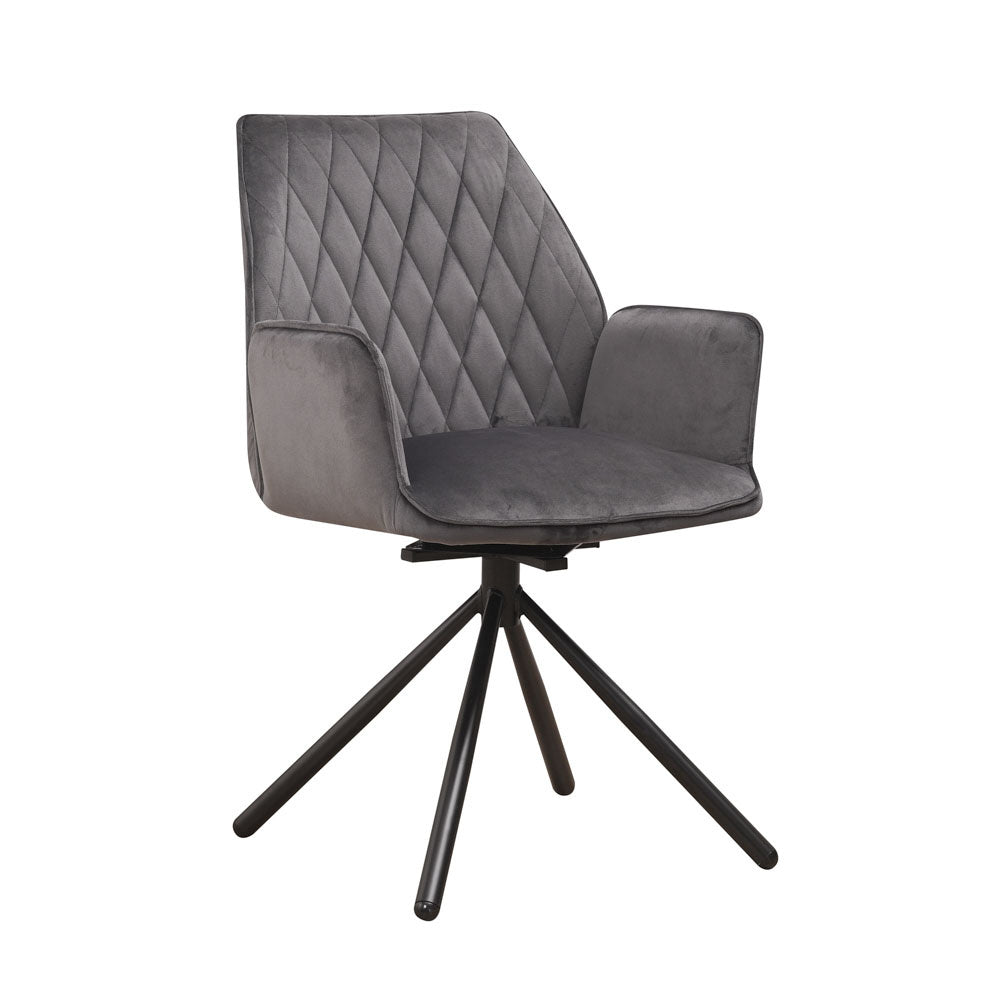 Dining room chair Novan velvet Dimehouse Anthracite LxWxH 71x64x56 Fabric White photo diagonal front view